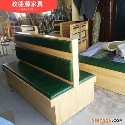 定制带软垫餐厅卡座沙发 餐厅实木卡座简约沙发松木家具定制