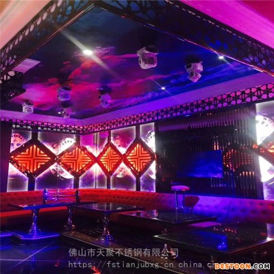 热销量贩式KTV包厢茶几柱发光KTV茶几脚镂空管异型喇叭管640宝石蓝