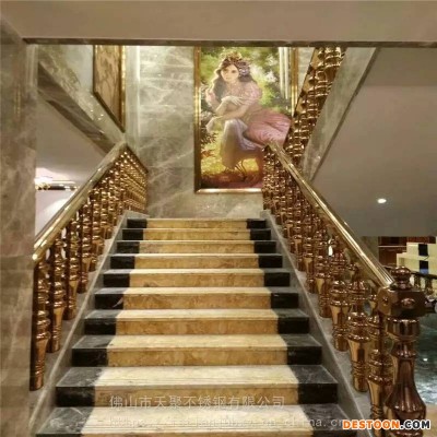 建筑装饰天聚不锈钢青岛量贩式KTV茶几立柱脚 七彩喇叭柱 高度640大