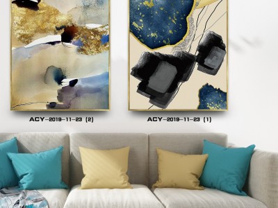 现代简约客厅装饰画沙发背景墙画大气抽象挂画鹿轻奢晶瓷画