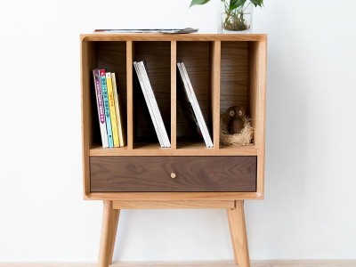 北欧实木书柜白橡木置物格架杂志架客厅沙发储物收纳书架简约现代