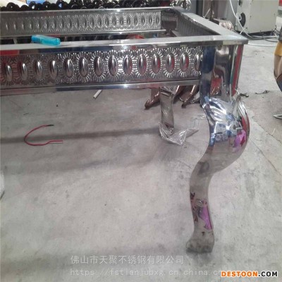 郑州KTV沙发茶几厂用欧式压花不锈钢茶几腿350mm新款加固老虎腿玫瑰金鹰脚