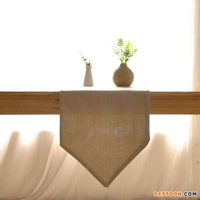 日式外贸餐桌旗 良品风格 简约素色茶几旗 家居布艺软装