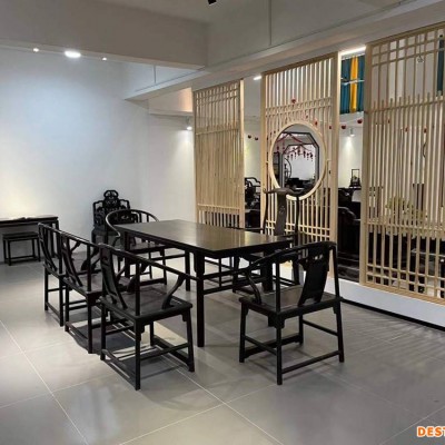 东阳实木茶桌椅组合 办公室茶台客厅紫光檀茶几功夫泡茶桌7件套