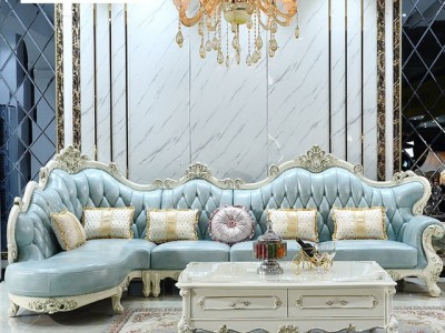 欧式真皮转角沙发组合客厅奢华欧美大小户型白色家具套装组合沙发