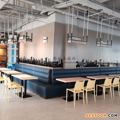职工单位食堂家具定制，个性时尚卡座沙发餐桌椅实拍图