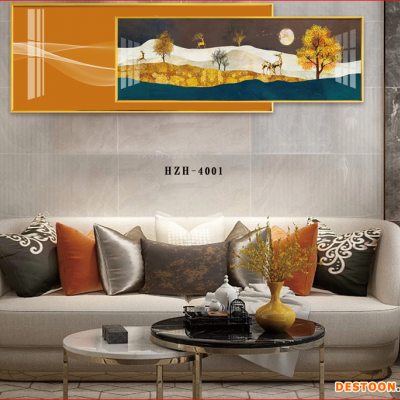 厂家定制 橙色客厅装饰画沙发背景墙现代简约 大气轻奢挂画叠加壁画墙画