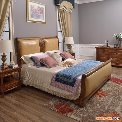 实木床   皮床   床头柜    美式家具    蔻郡家具全屋定制  工厂直销  现代美式家具