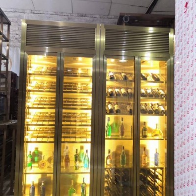 钛科镜面玫瑰金不锈钢酒柜酒架展示架生产厂家