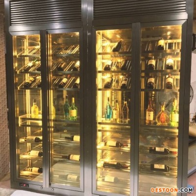 钛科批发定做钛金不锈钢恒温酒柜展示架加工定做厂家