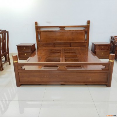 红木床1.8米非洲花梨木大床床头柜刺猬紫檀中式双人床仿古实木床