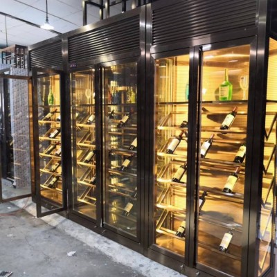 钛科黑钛金不锈钢酒柜洋酒柜酒店装饰酒架酒窖酒柜