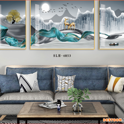 工厂定制 2021年新款客厅沙发背景墙装饰画现代简约晶瓷画挂画轻奢大气壁画