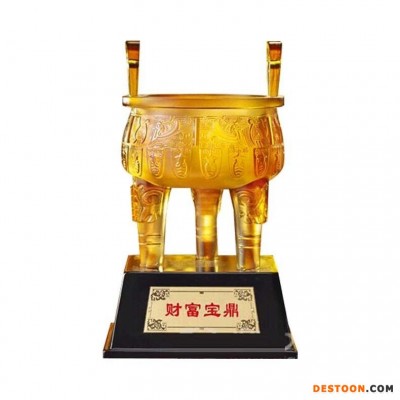 合肥桌面摆件批发团购定制-琉璃工艺品桌面案头摆件大号财富宝鼎家居酒柜办公室装饰馈赠礼品