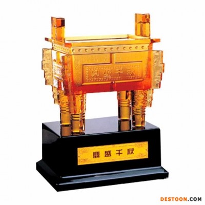 合肥桌面摆件批发团购定制- 琉璃工艺品摆件鼎盛千秋家居酒柜办公室桌面装饰礼品琉璃鼎