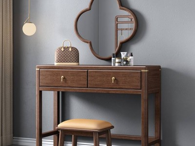 新中式梳妆台卧室简约现代实木化妆台轻奢小型化妆桌收纳柜一体