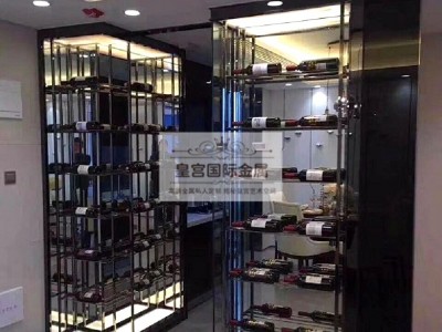皇宫国际金属广东 加工定制 酒店不锈钢恒温酒柜酒架 恒温恒湿酒窖 珠宝柜 玄关隔断H0088