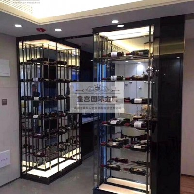 皇宫国际金属广东 加工定制 酒店不锈钢恒温酒柜酒架 恒温恒湿酒窖 珠宝柜 玄关隔断H0088