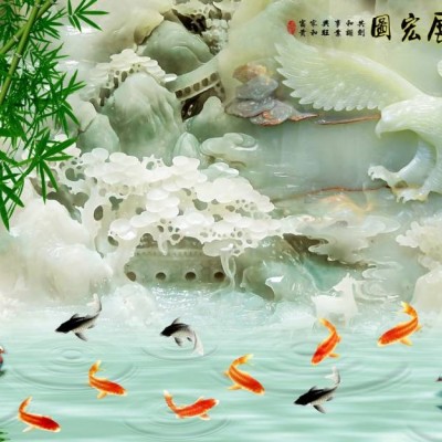 工厂定制 美式油画客厅装饰画现代挂画壁画沙发背景墙山水画风水靠山聚宝盆