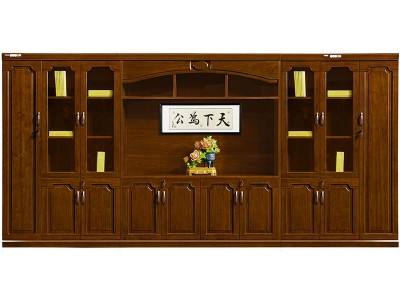 书柜 4550*420*2200mm 中密度板，优质实木皮