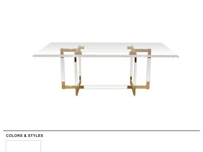 简约时尚透明亚克力餐桌金属不锈钢电镀样板房餐桌别墅书房书桌
