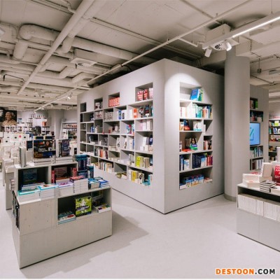 书架整店定制书柜 木质烤漆书店中岛柜 创意制作书店书柜格子靠墙