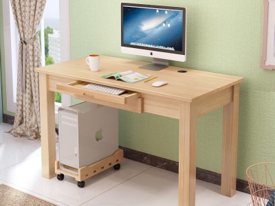 实木书桌书架组合简约家用书柜一体学生卧室多功能写字电脑台式桌