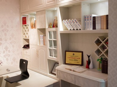全屋家具定制 书房家具白橡榻榻米书柜组合 简约现代书柜定制