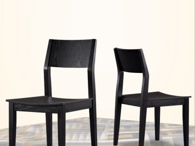 现代休闲椅全皮艺实木靠背白蜡小户型椅子家用简约木北欧餐椅餐厅