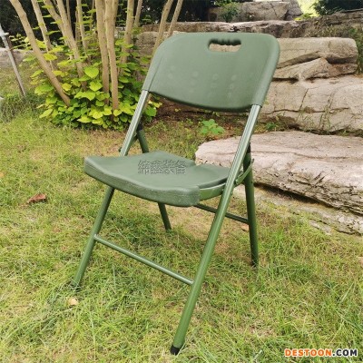 军绿吹塑折叠椅 户外中空吹塑休闲椅 制式营具椅