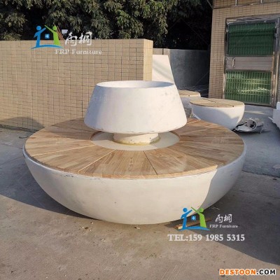 玻璃钢休闲椅 雨桐玻璃钢家具厂YT-318椅 南宁商场休息凳子公共休息区等候椅防腐木坐凳 玻璃钢定制厂家销售现货