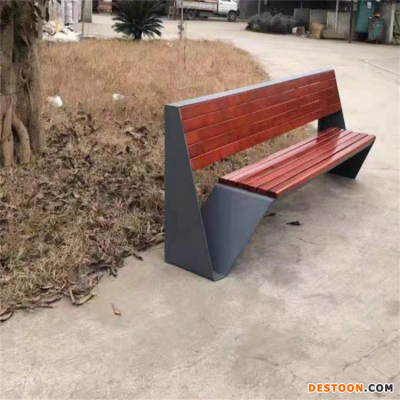 户外公园防腐木休闲椅 户外景区铁艺长条凳子