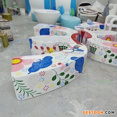 玻璃钢休闲椅 M型异形玻璃钢商场休息坐凳 玻璃钢花盆坐凳矮凳定制厂家雨桐