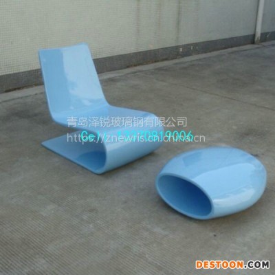 蓝色玻璃钢休息坐凳沙龙玻璃钢休闲椅