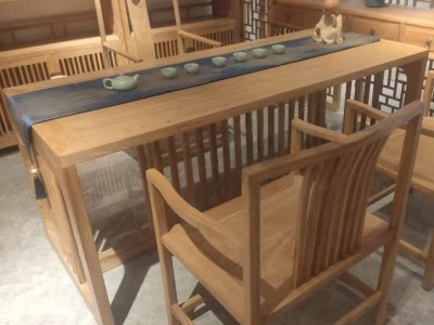 新中式白蜡木茶台小型功夫茶几家用全实木原木办公室茶桌椅组合