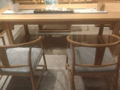 新中式白蜡木茶台小型功夫茶几家用全实木大板禅意原木办公室茶桌