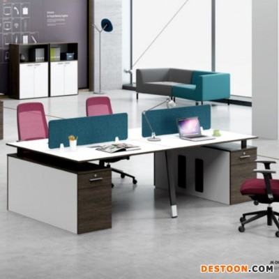 员工办公桌，开放办公区工位，板式员工桌，时尚办公桌，屏风员工卡位，季麦家具品牌，JN-0006