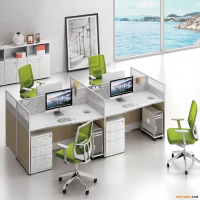 职员四人位办公桌简约现代公司办公工作桌屏风双人电脑办公桌椅组合