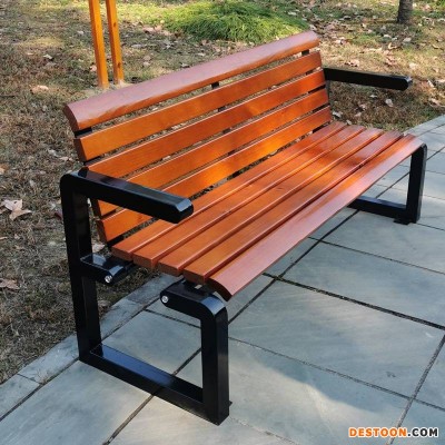 铸铝防腐木户外带靠背木质公园椅生产厂家 扬州休闲椅现货