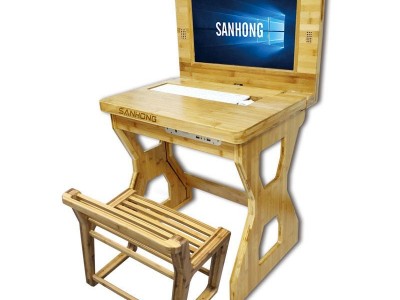三鸿楠竹多功能电脑课桌家用版 含电脑 I7-6700HQ 在家办公桌 多功能电脑桌 楠竹课桌 双桌面电脑桌 空中学习桌