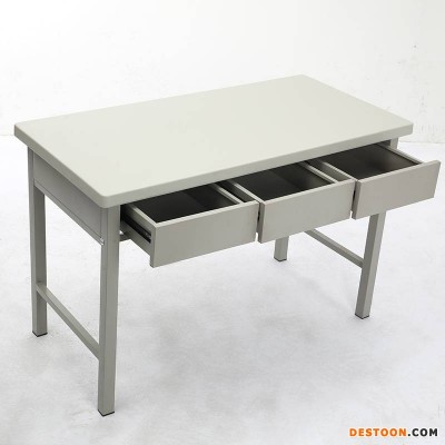 现货供应制式三斗桌 学习桌椅 灰白色办公桌