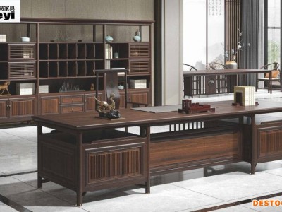 潍坊老板班台书柜组合 实木办公家具 大班台老板桌