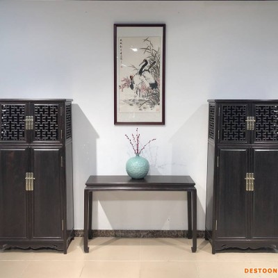 华夏名琢紫光檀书柜三组合书房 明式古典素面红木书橱带玻璃门家具