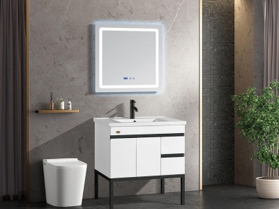 艾帕卫浴 现代简约 洗漱台吊柜 浴室柜 北欧 镜子 卫浴柜 带灯 镜柜组合  AP-X255