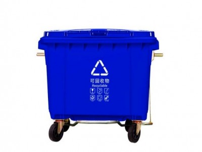 660L环卫垃圾桶 上挂车大号塑料垃圾箱 可推拉移动660升垃圾箱加固耐用图1