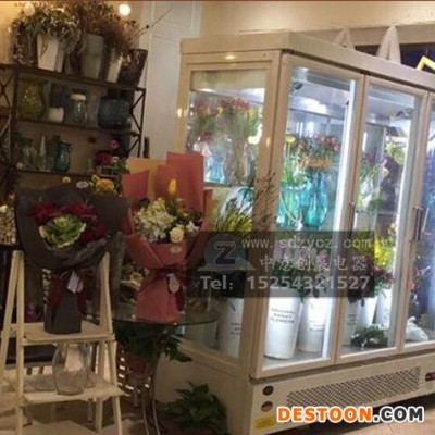 中意创展-河南驻马店定做商用鲜花店冷藏柜保鲜柜两门三门玻璃门风冷直冷鲜花展示柜