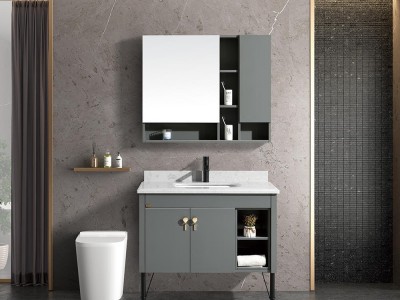 艾帕卫浴 北欧 现代简约 镜柜一体 洗漱台吊柜 卫浴柜 镜子 镜柜组合 浴室柜 AP-X223