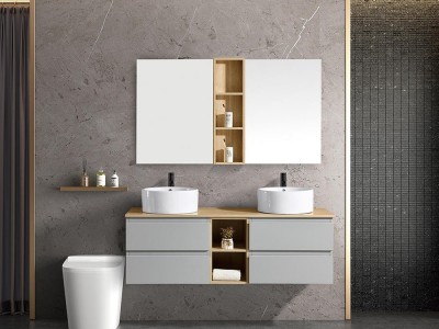 艾帕卫浴 现代简约 带灯 镜子 浴室柜  镜柜组合  洗漱台吊柜 卫浴柜 北欧 AP-X235