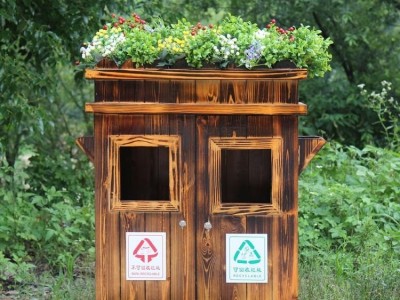 厂家户外防腐木景观垃圾箱 实木垃圾桶 防腐木垃圾桶 质优价廉