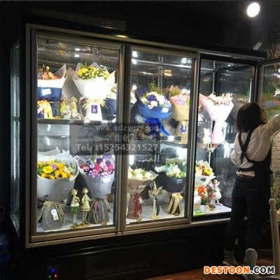 中意创展-安徽淮北风冷加湿鲜花保鲜柜推拉门鲜花展示柜三面四面鲜花冷藏柜定做